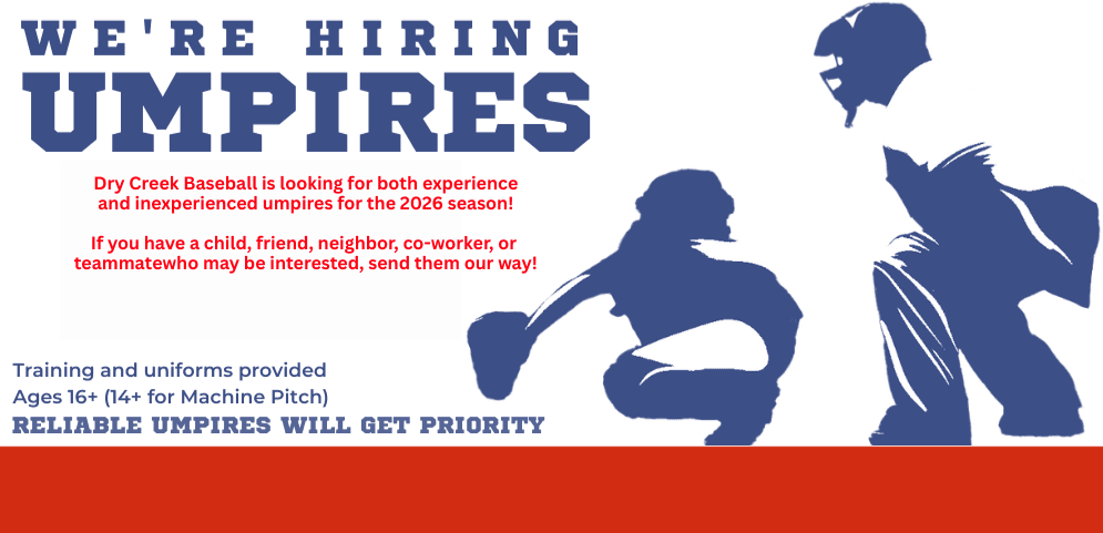 Want to umpire for Dry Creek? Click for more info
