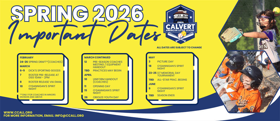 2026 Spring Season Important Dates