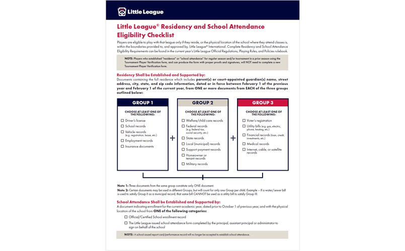 Residency Eligibility Checklist
