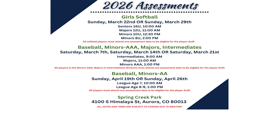 ASSESSMENTS ARE COMING!!