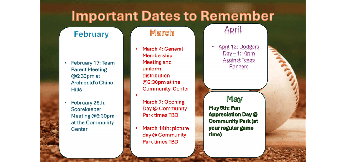 Important Dates to Remember