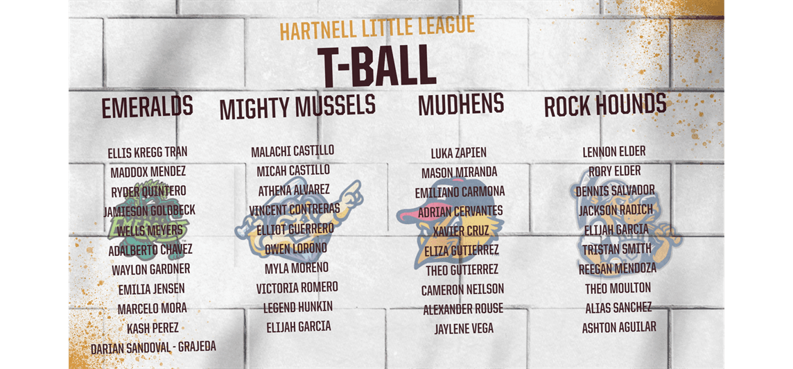2026 T-Ball Rosters