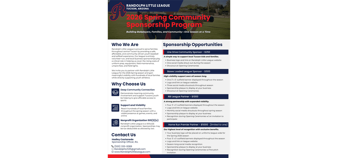 2026 Spring Sponsorships!