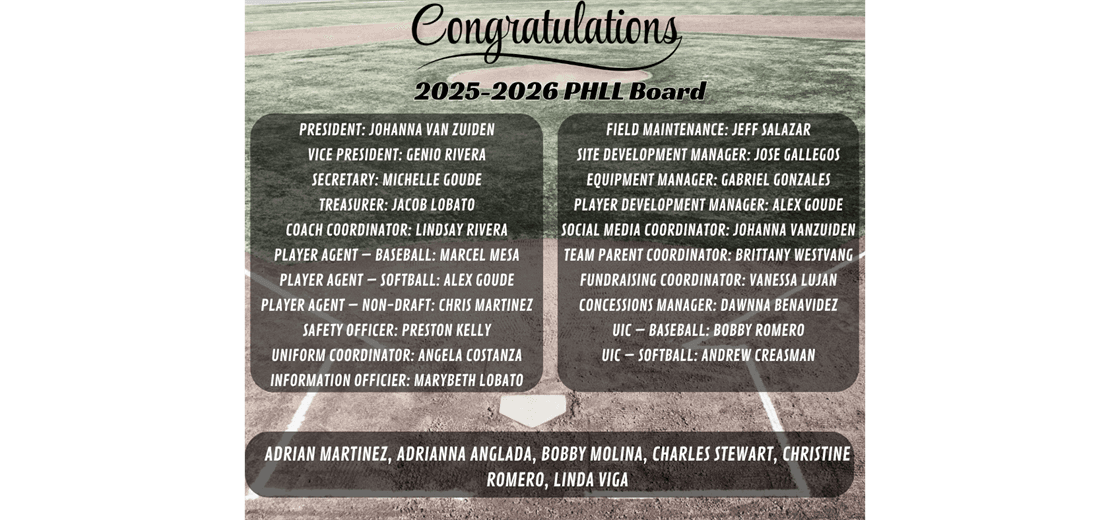 Congratulations New 2026 Season Board Members