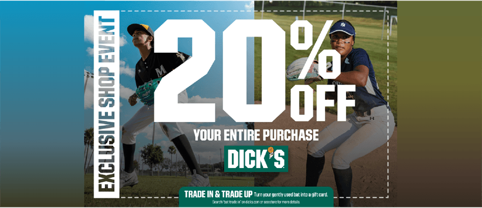 Save 20% at Dicks Sporting Goods 3/20-3/23