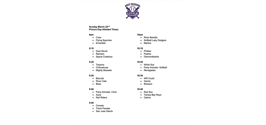 Picture Day Time Slots