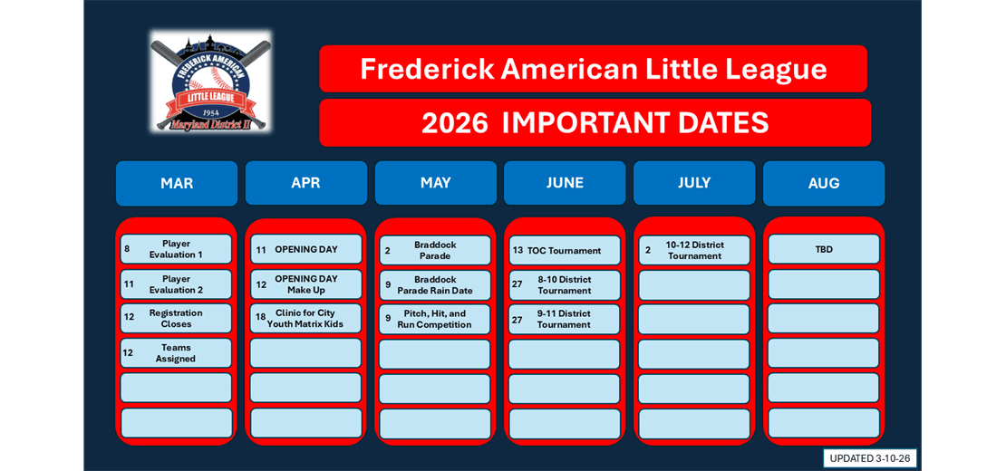 Important Dates for 2026