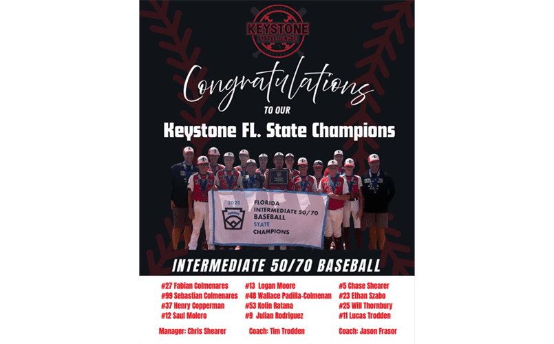 2025 Intermediate 50/70 Baseball State Champions!!