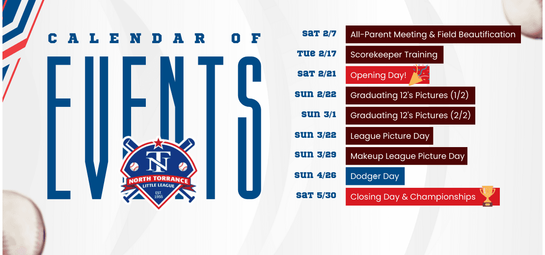 Spring 2026 Season Calendar