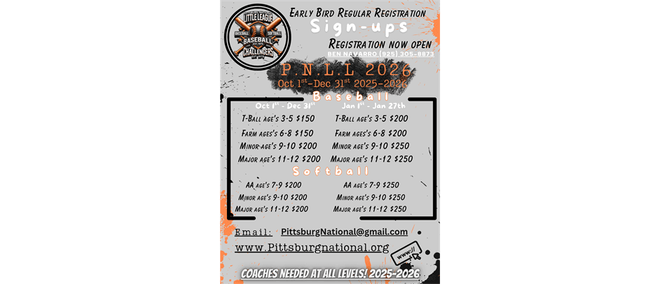 2026 Registration for Baseball & Softball!