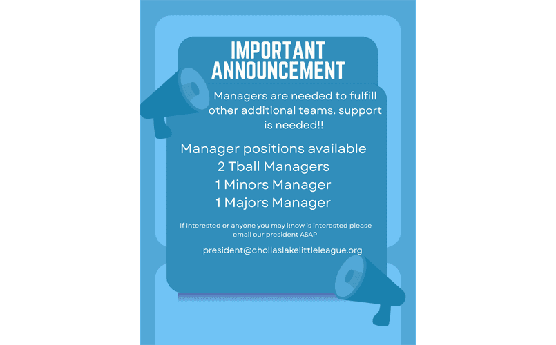 2026 spring season  Managers needed
