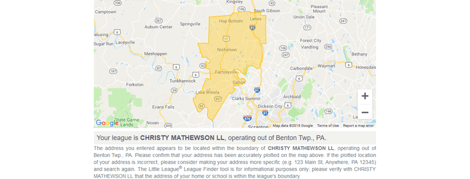 Christy Mathewson Boundry Map