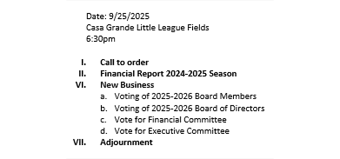 Annual Meeting & Elections for 2026 Season