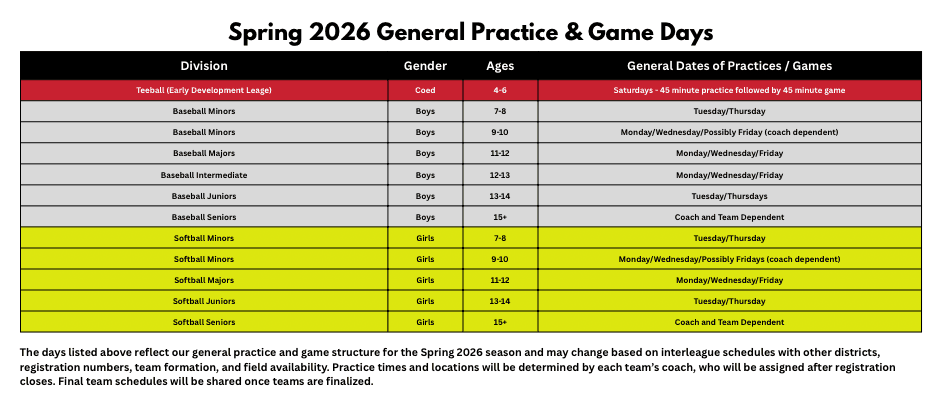 Spring 26 Schedule