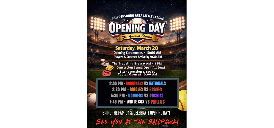 OPENING DAY!!! CLICK HERE FOR DETAILS!