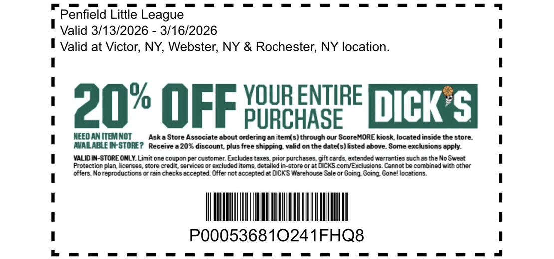 Dick's Sporting Goods deal days for Penfield Little League