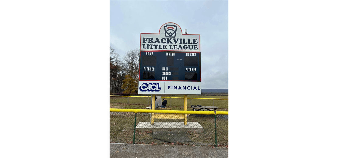New Scoreboard-Thank you CACL Financial for the donation and R&T Mechanical, Inc. for the installation