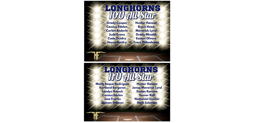 Congratulations 2025 10U & 11U All Stars