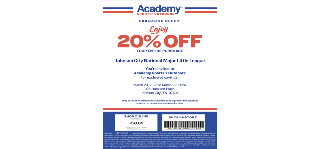 Academy Sports + Outdoors 20% off Weekend 03/20/2026-03/22/2026