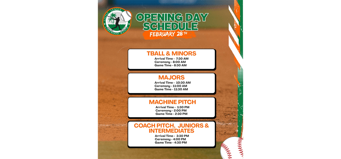 Opening Day Schedule