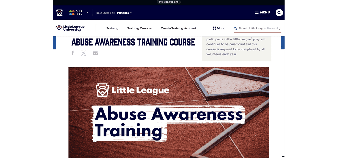 Little League Abuse Training Course