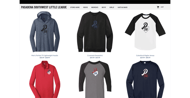 PSWLL League Wear Store via Website