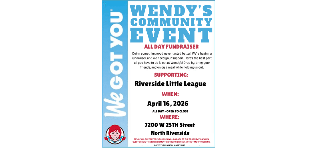 RLL All-Day Fundraiser at Wendy's North Riverside on April 16, 2026!