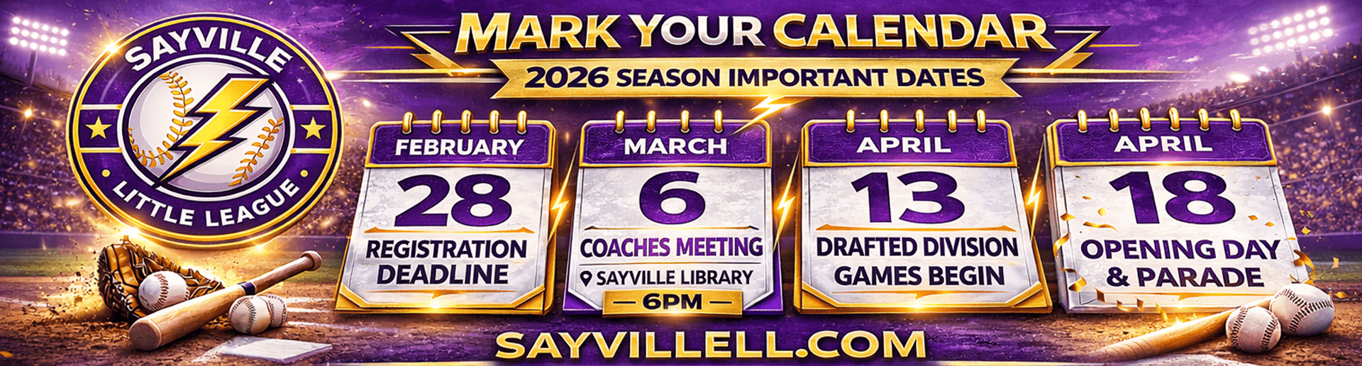 Important upcoming dates for Sayville Little League!