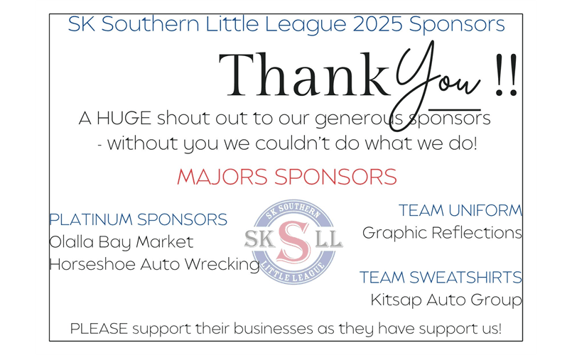 Thank You Majors Sponsors!