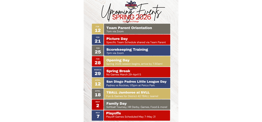 Important upcoming dates