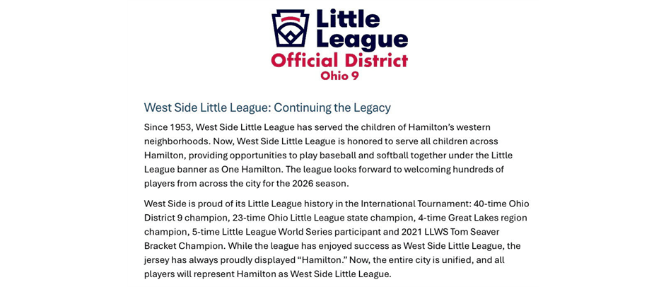 West Side Little League photo