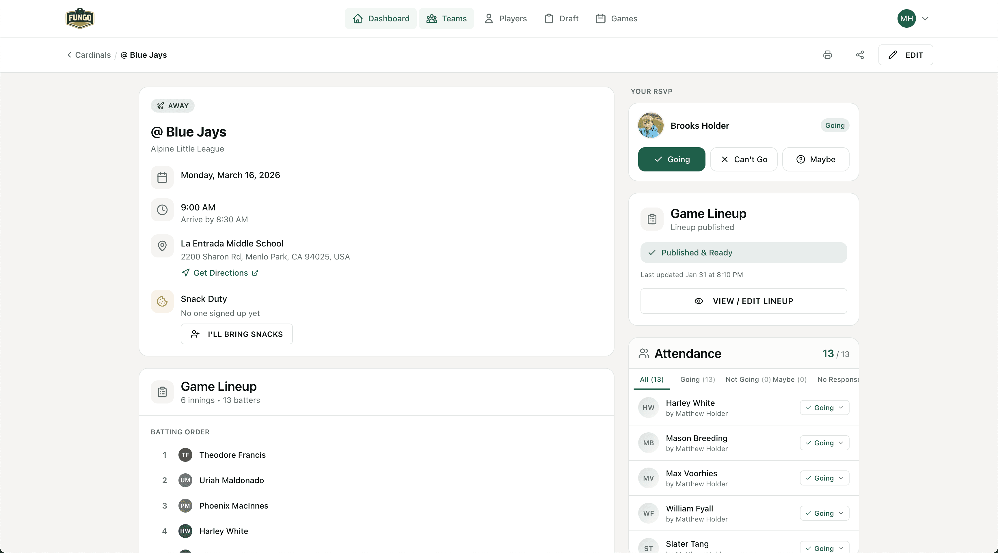 Team communication hub with messages